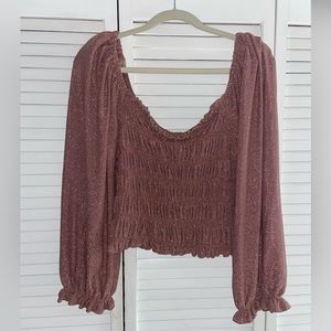 ASTR Sparkly Mauve Ruched Top size Large